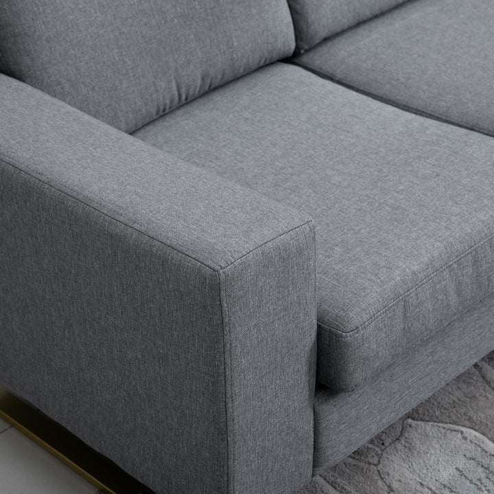 3-Personers sofa tre-personers stofsofa med hynder i armlæn, hørlook, til soveværelse, 200 x 82 x 78 cm, mørkegrå