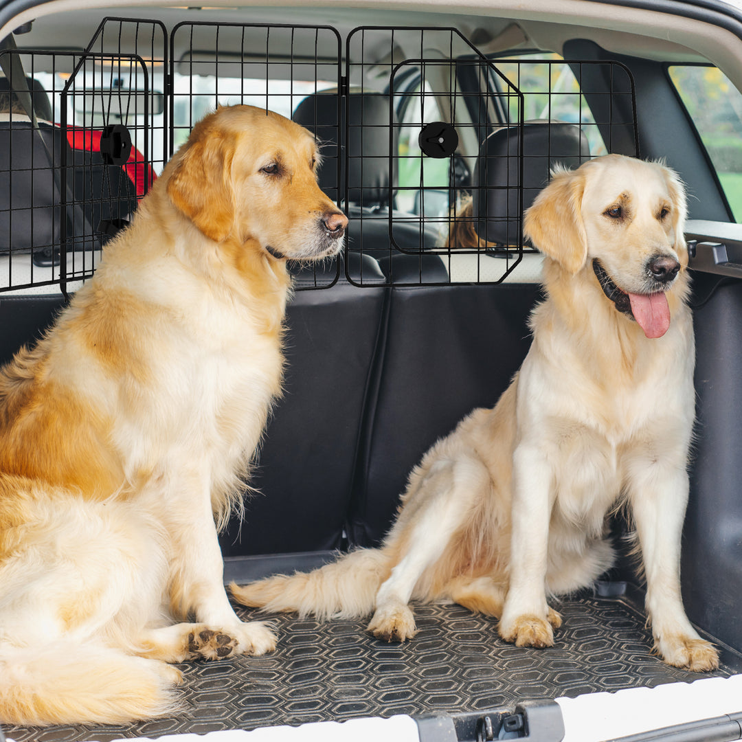 Bilgitter til hunde, justerbar 93-150cm, sammenklappelig, nem montering, stål, sort