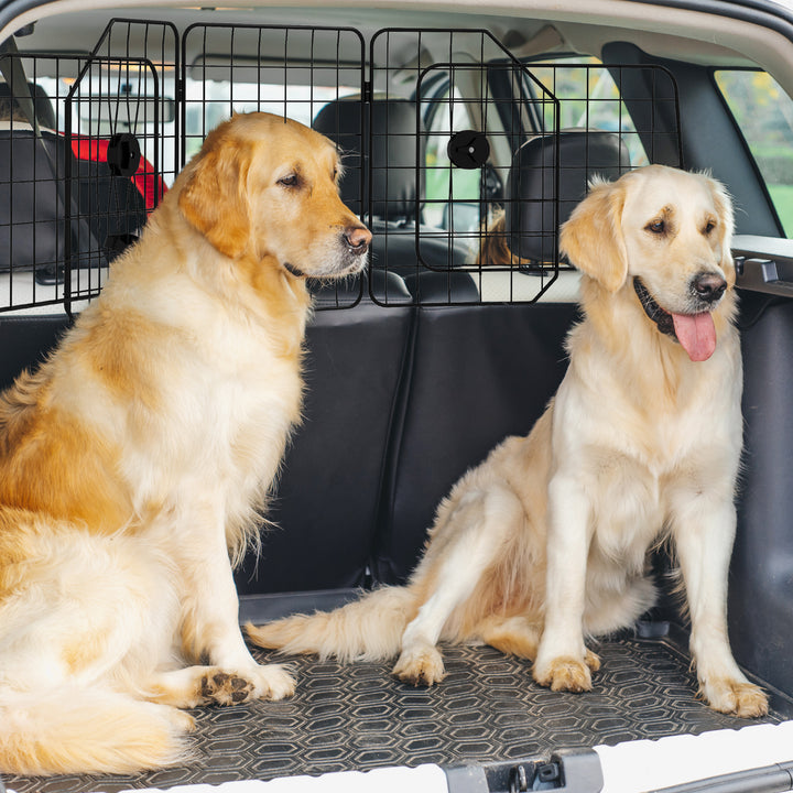 Bilgitter til hunde, justerbar 93-150cm, sammenklappelig, nem montering, stål, sort