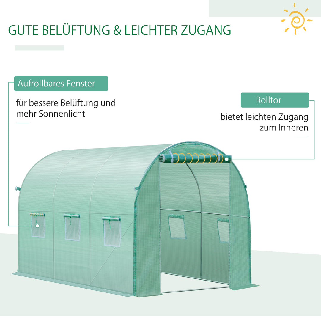 Drivhusfilm, 3 x 2 x 2 m, vandtæt havepresenning med uv-beskyttelse, plastfilm, overdækning til drivhus, polytunnel, tunnelfilm til udendørs brug, grøn