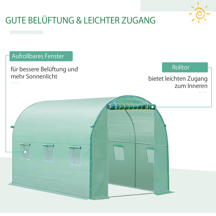 Drivhusfilm, 3 x 2 x 2 m, vandtæt havepresenning med uv-beskyttelse, plastfilm, overdækning til drivhus, polytunnel, tunnelfilm til udendørs brug, grøn
