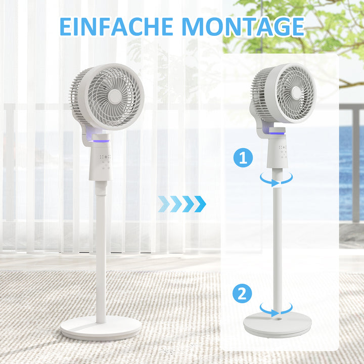 Sokkelventilator, luftcirkulator, ventilator med 3 hastighedsindstillinger, fjernbetjening, timer, 70°+90° oscillation