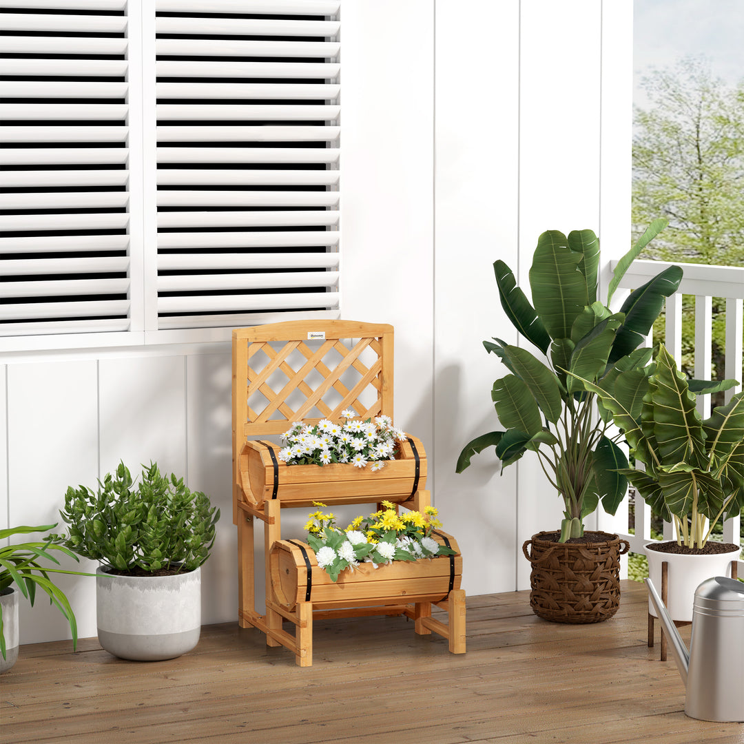 Højbed i rustikt design, plantekasse, inklusive espalier, vejrbestandigt, behandlet massivt træ