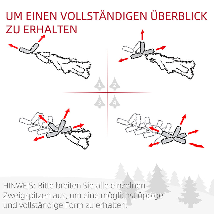 Kunstigt juletræ, 210 cm, snedækkede PVC-grene, foldbart, metalfod, grøn/hvid