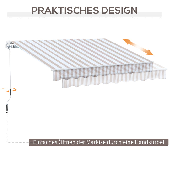 Markise med håndsving, foldearmsmarkise, solafskærmning, vægmontering, balkon, aluminium Berge 3 x 2,5 m