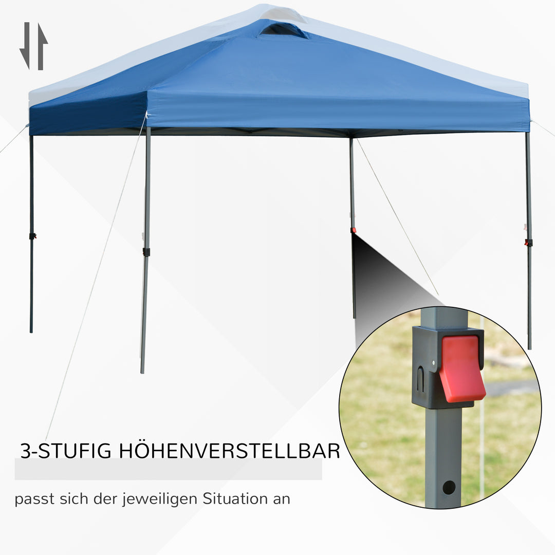 Havepavillon, foldbar pavillon, partytelt, havetelt inklusive pløkker og barduner, oxfordstof, 2,95 x 2,95 x 2,64 m, blå