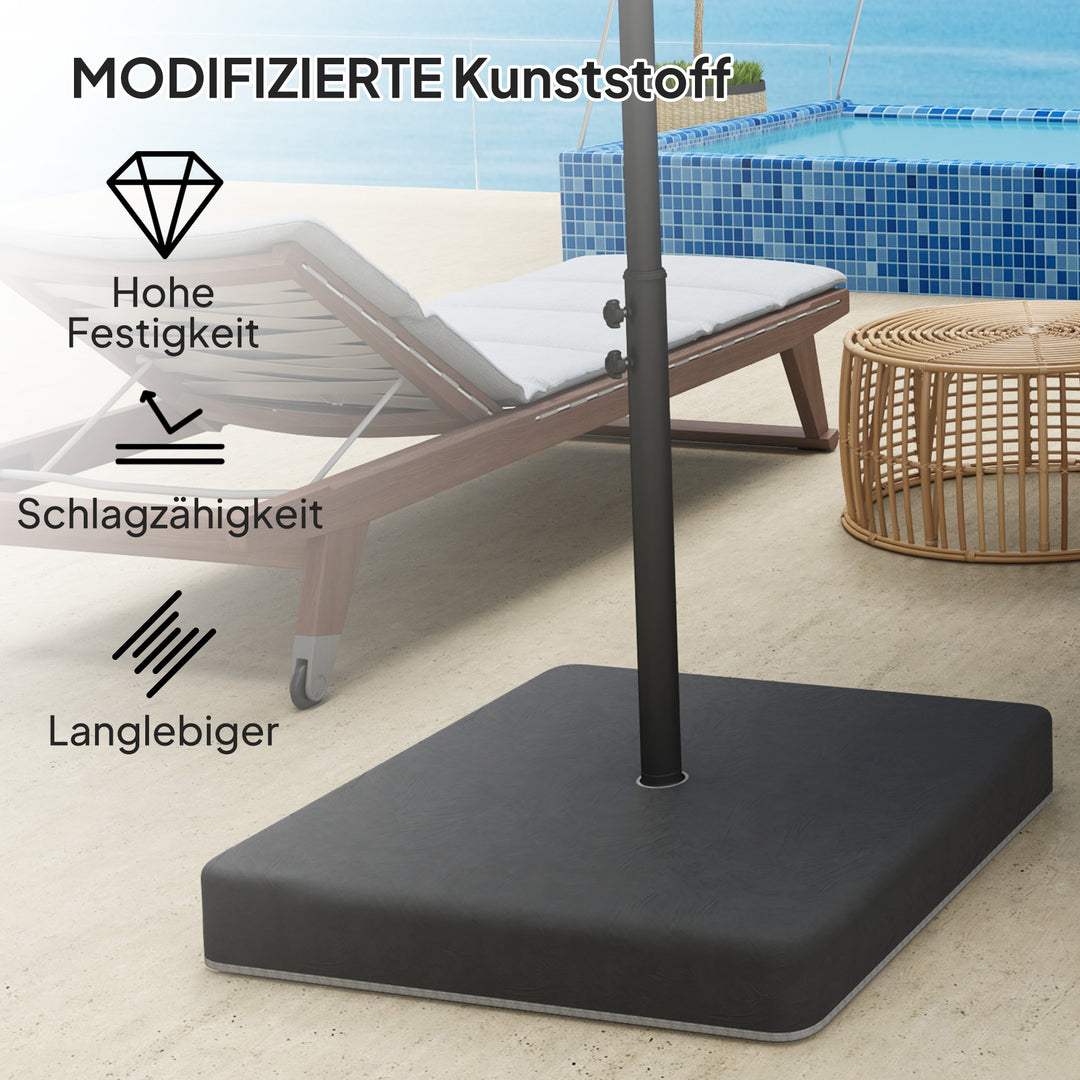 Fodvægte til parasolfod, vandtæt, kan fyldes med sand, plastik, 89l x 89b x 10,5h cm, sort