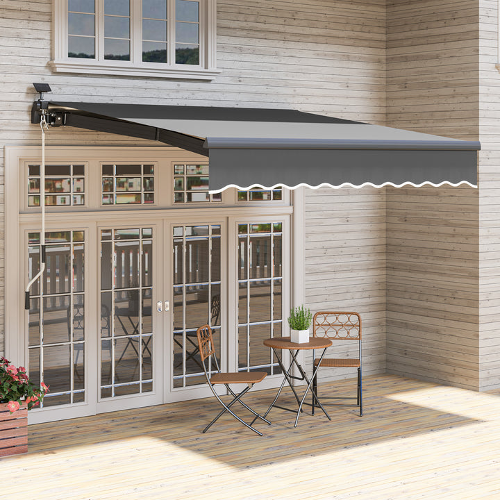 Klemmemarkise med håndsving solcellelampe leddelt armmarkise markise solbeskyttelse uv 50+ 300 cm bred grå