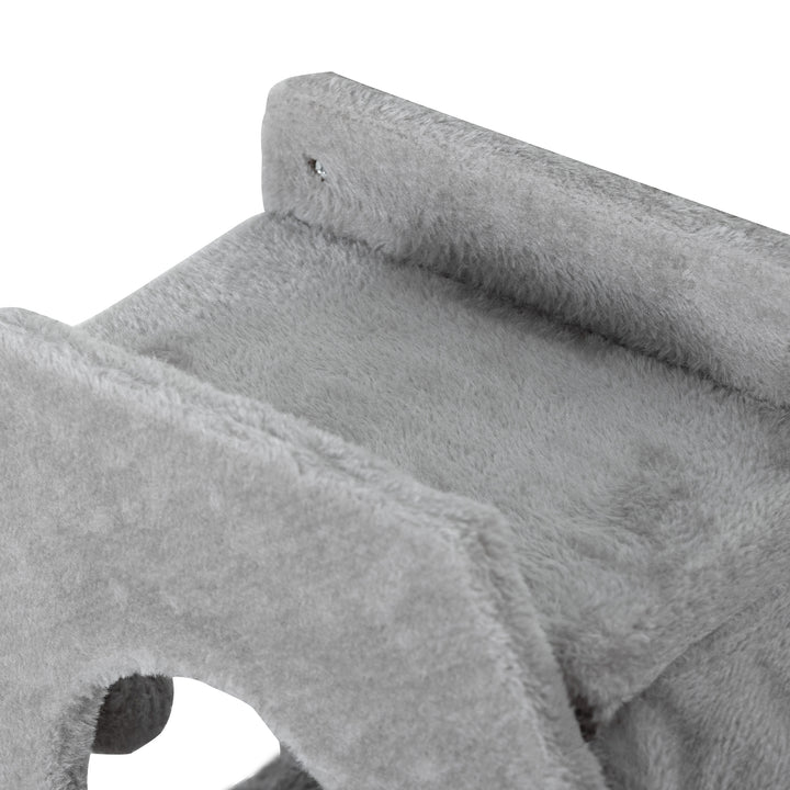 Klatrevæg til katte, inklusive kattehus, stiger, legebold, pladsbesparende, lysegrå