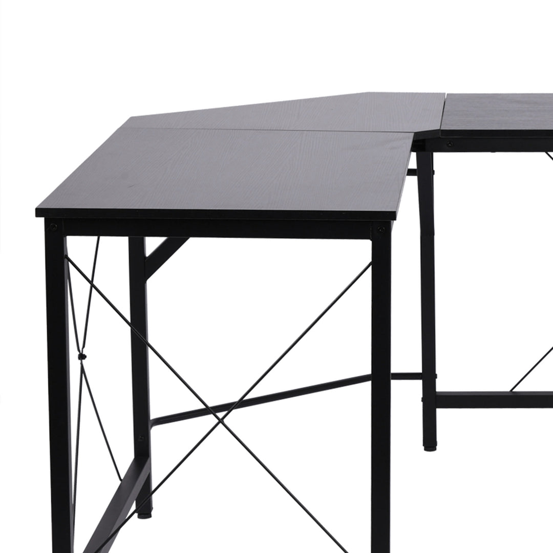 Computerbord l-formet hjørnebord mdf sort 150 x 150 x 76 cm