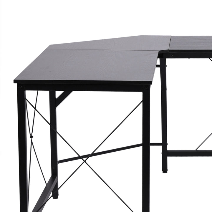 Computerbord l-formet hjørnebord mdf sort 150 x 150 x 76 cm