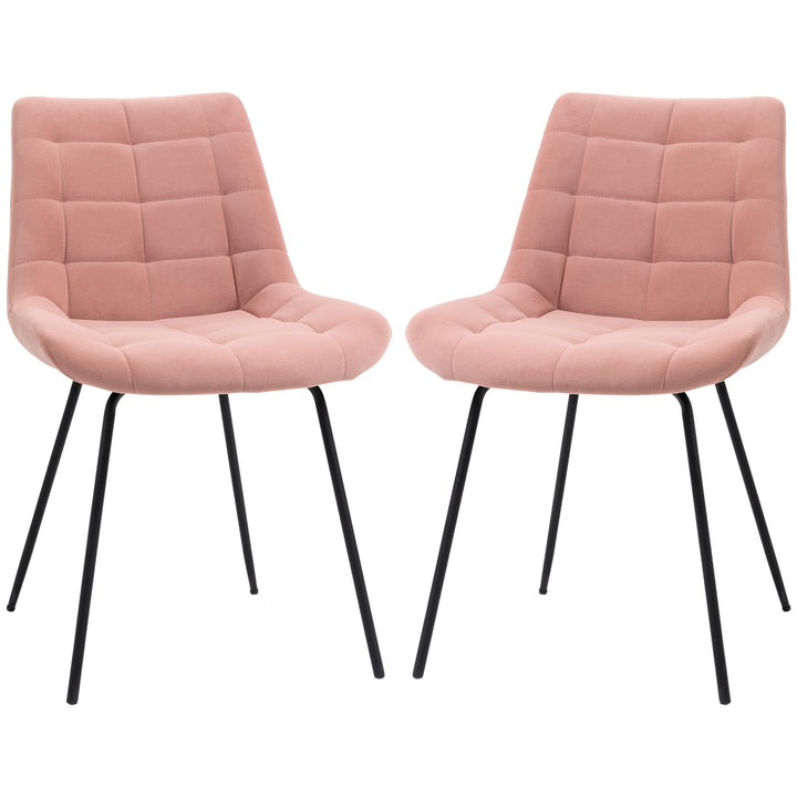 Sæt med 2 spisestuestole, accentstole, køkkenstole, retro fløjlslook, 50 cm x 61 cm x 79 cm, lyserød