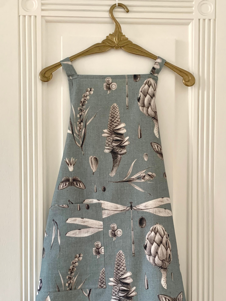 Dameforklæde med enkelt design, str. S-L, 100% bomuld, printet, Seeds Aqua kollektion