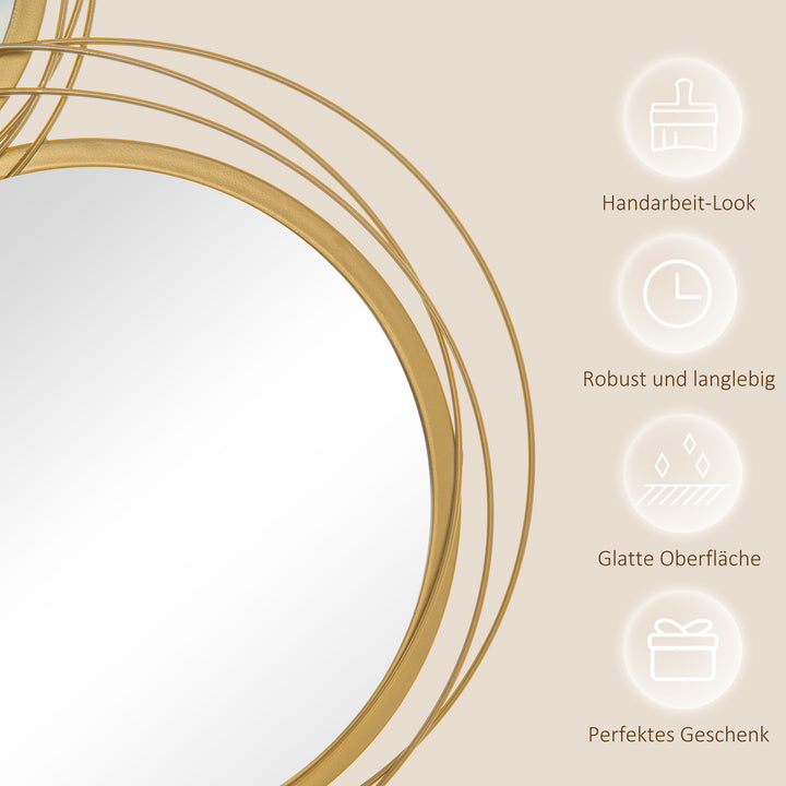 Spejlsæt til vægdekoration, vægdekoration med 4 runde spejle, vægspejl, entréspejl, 107 x 4 x 56 cm