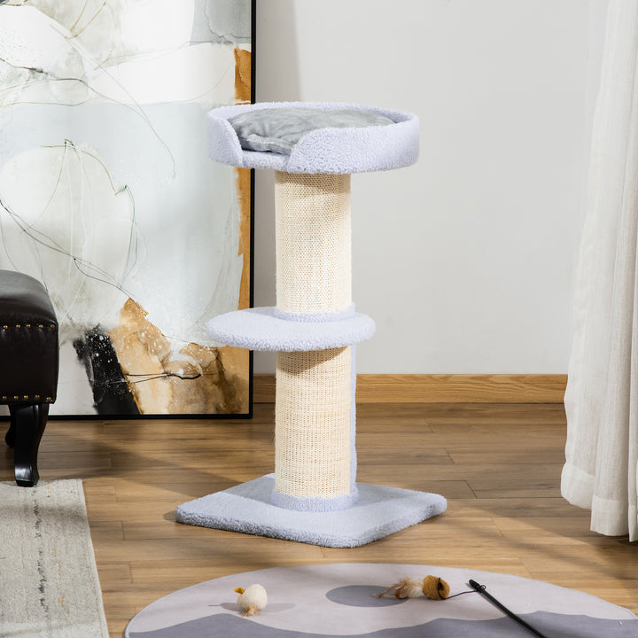 Kradsetræ 91 cm kattetårn med sisalstolper, platform, hynde, kradsetræ i flere niveauer, klatretræ, til mellemstore katte, lyseblå