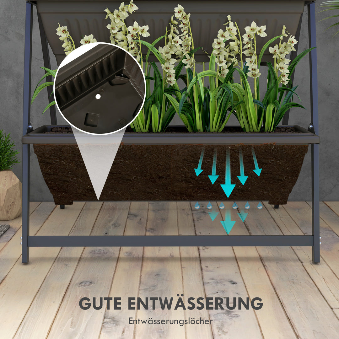 Plantestativ, blomsterstativ, plantehylde, stabelbar, vejrbestandig, 76 cm x 79 cm x 162 cm, brun