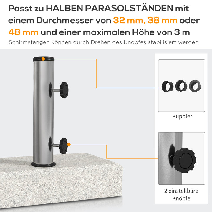 Parasolfod 25 kg, granitfod, til parasolstænger Ø32/38/48 mm, grå