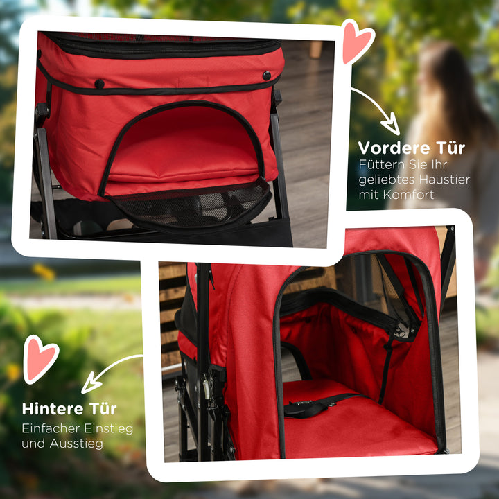 Hundevogn op til 10 kg foldbar justerbar kaleche oxford rød 76,5 x 52 x 95 cm