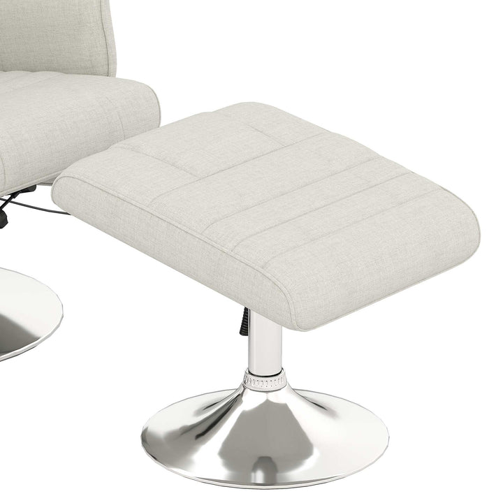 Massagestol med skammel, lænestol, 78 x 95 x 88 cm, cremefarvet