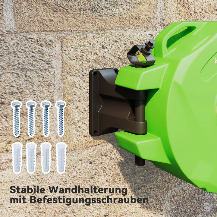 Slangeopruller 15+1,5m slangeopruller automatisk drejelig tryklufthave 180° drejelig trykluftslange grøn