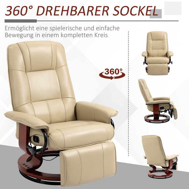Lænestol med justerbar hældning, med hældningsfunktion, op til 120 kg, kunstlæder, 78 x 87 x 100 cm, cremefarvet