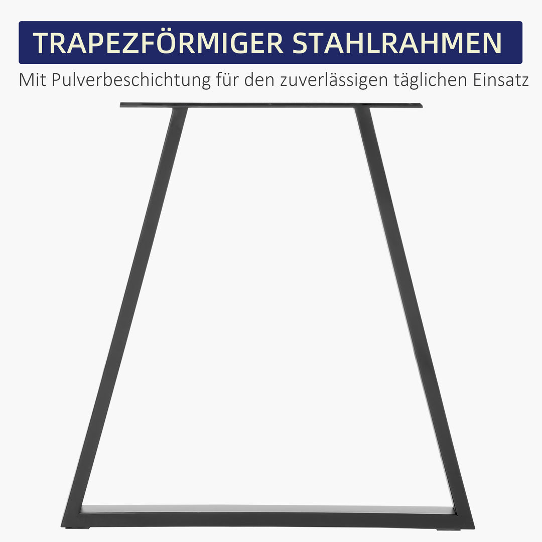 Trapezformede bordben, sæt med 2, metal, forboret, med skruer, sort