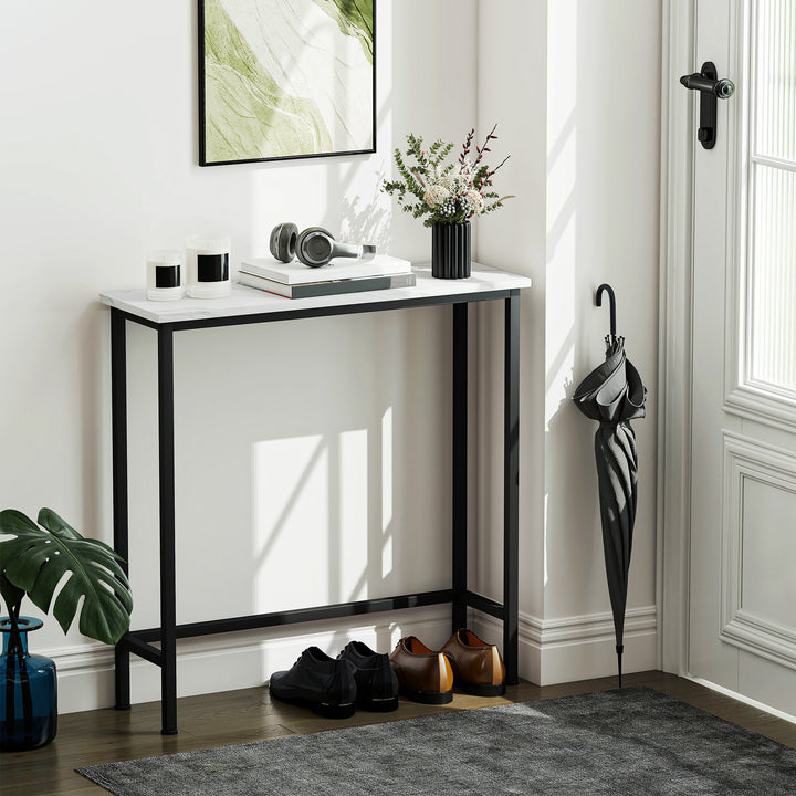 Konsolbord, entrebord med justerbare fodpuder, anti-tip beskyttelse, 75 x 24 x 76 cm, til små rum, sort