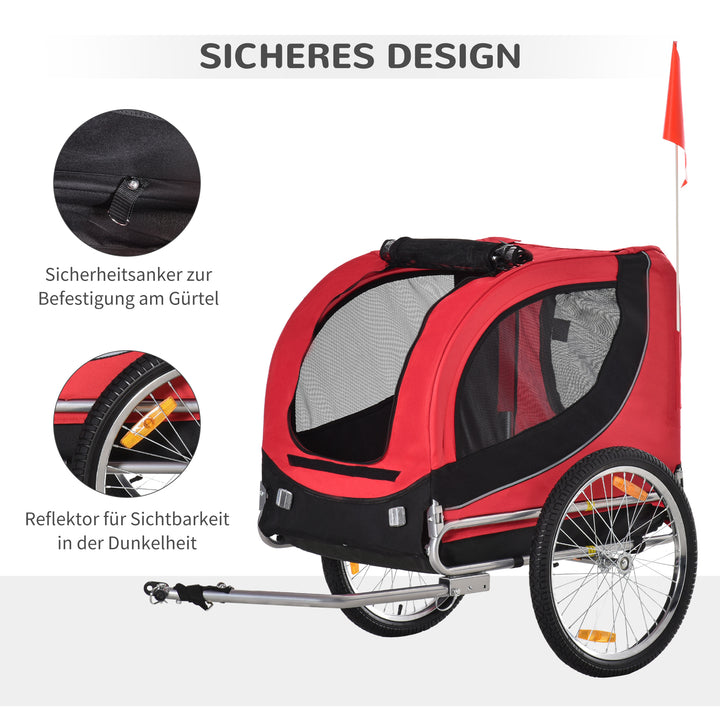 Cykeltrailer hundetrailer op til 20 kg med universalkobling stål rød+sort