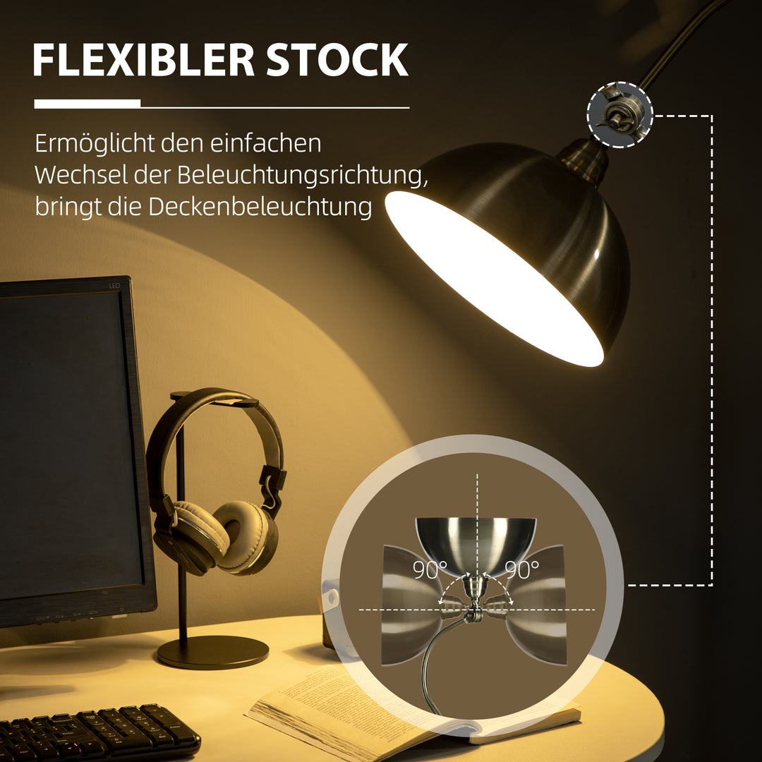 Vintage gulvlampe med justerbar vinkel, messingfinish, 42 cm x 25,5 cm x 152 cm, bronze