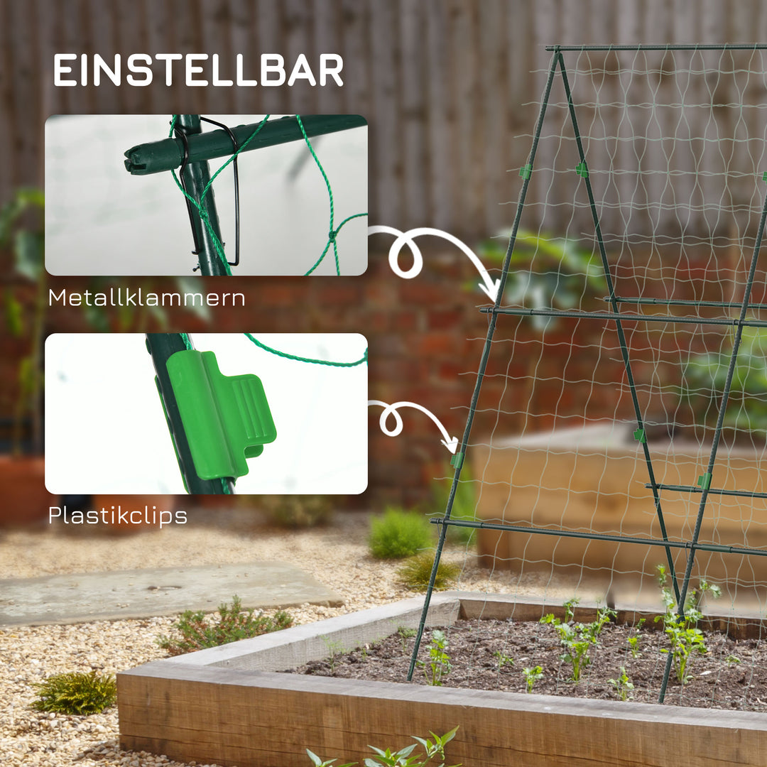 Espalier med plantebeskyttelsesnet, højde- og breddejusterbart, stål, grønt, 1,8 x 1 x 1,8 m