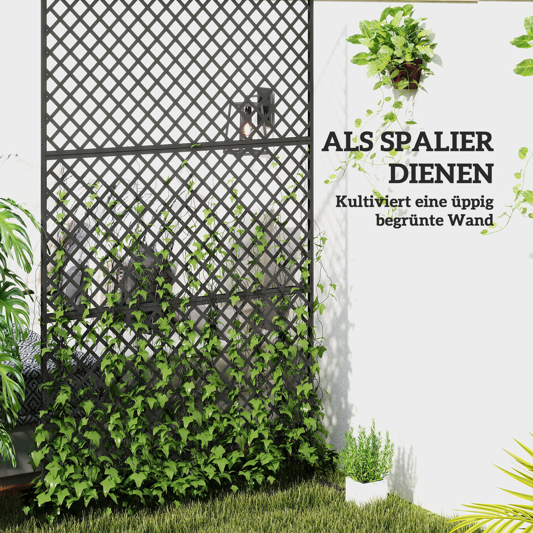 Udendørs rumdeler, metalskærm til terrasse, veranda, have, fritstående espalier, stål, sort