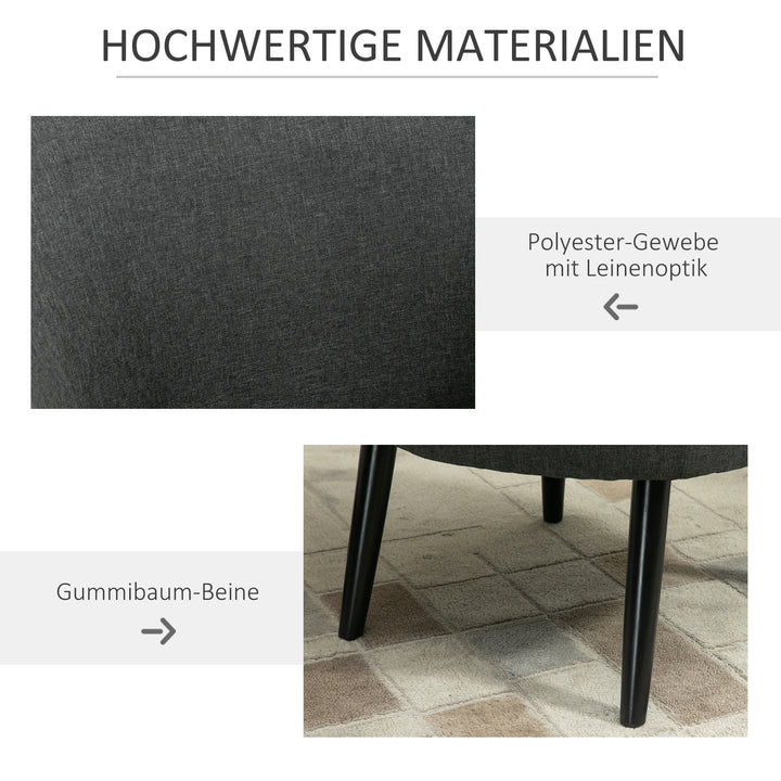 Lounge chair cocktailstol op til 150 kg, hørlook trægrå 71 x 65 x 75 cm