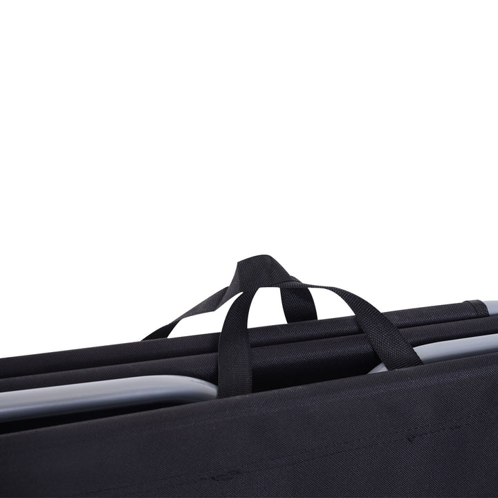 Solseng, foldbar, justerbar ryglæn, rustfri metalramme, 187 x 55 x 24 cm, sort