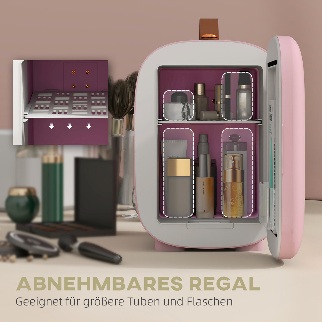 Minikøleskab beauty fridge, 4 l kapacitet, 20 x 26 x 28 cm, lyserød