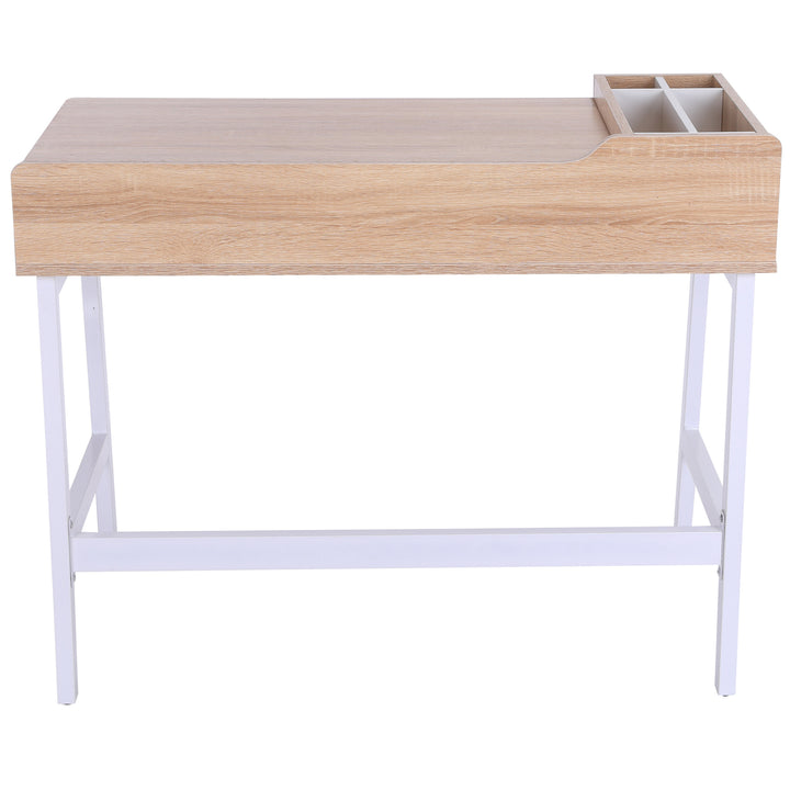 Skrivebord computerbord kontorbord arbejdsbord pc-bord alsidig med seks opbevaringsrum skuffe bred bordplade til studiekontor og kollegieværelse naturlig 100 x 55 x 81,5 cm