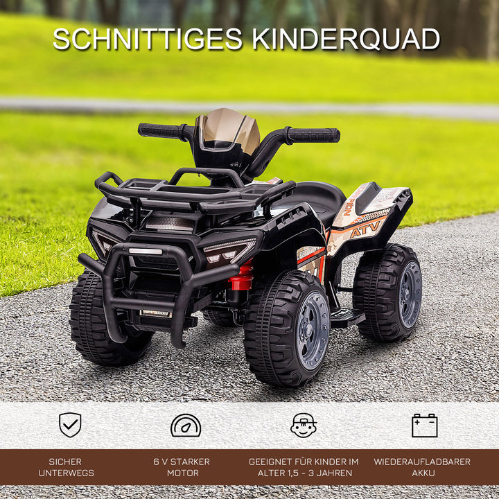 Kids quad elektrisk 6v børne-atv med forlænsfunktion, musik, elektrisk atv til børn 1,5-3 år sort