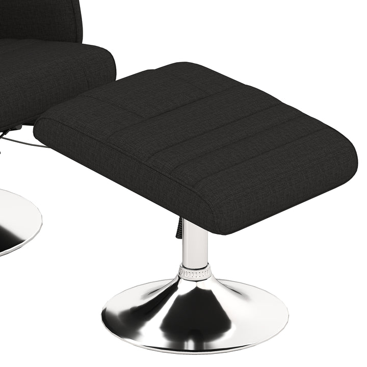 Massagestol med skammel, lænestol, 78 x 95 x 88 cm, sort