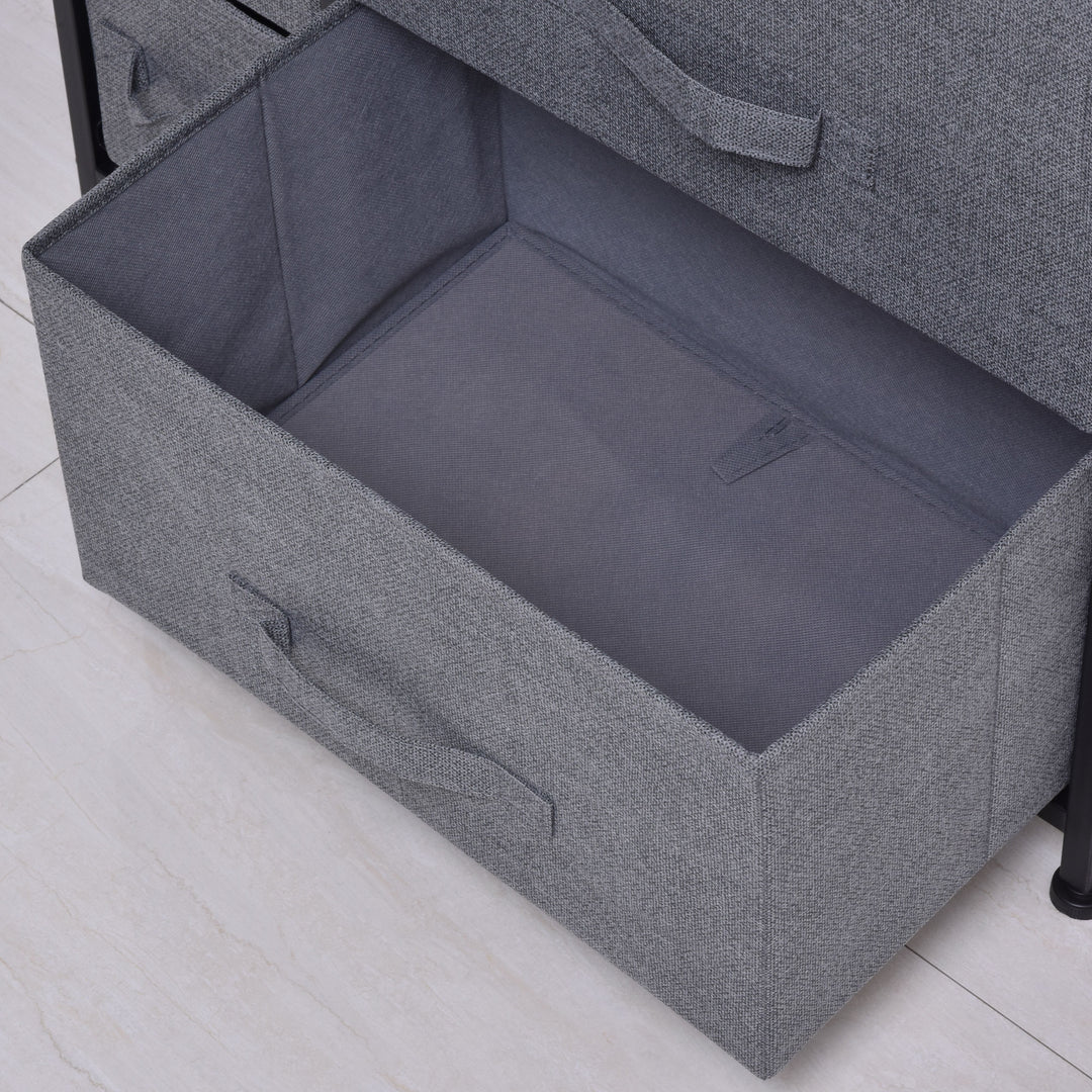 Kommode med 7 foldbare stofskuffer, fleece, metalramme, 63,5 x 30 x 71 cm, mørkegrå