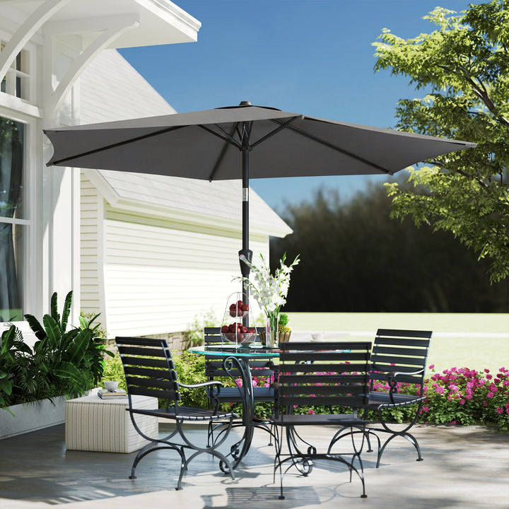 270 cm vipbar parasol, balkonparasol med håndsving, UV 50+, haveparasol, mørkegrå