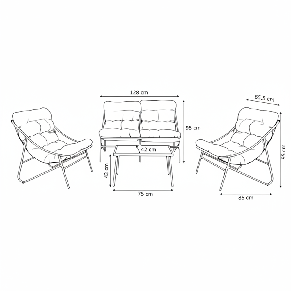 Komfortabelt loungesæt til terrasse og have, grå