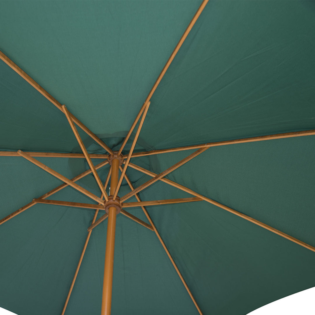 Træparasol, haveparasol, ca. 2,5 m, mørkegrøn