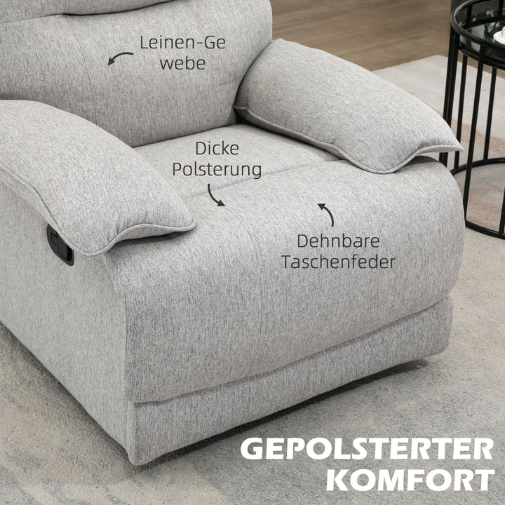 Lænestol med lænefunktion og fodstøtte, op til 160 kg, 89 x 98 x 101 cm, lysegrå