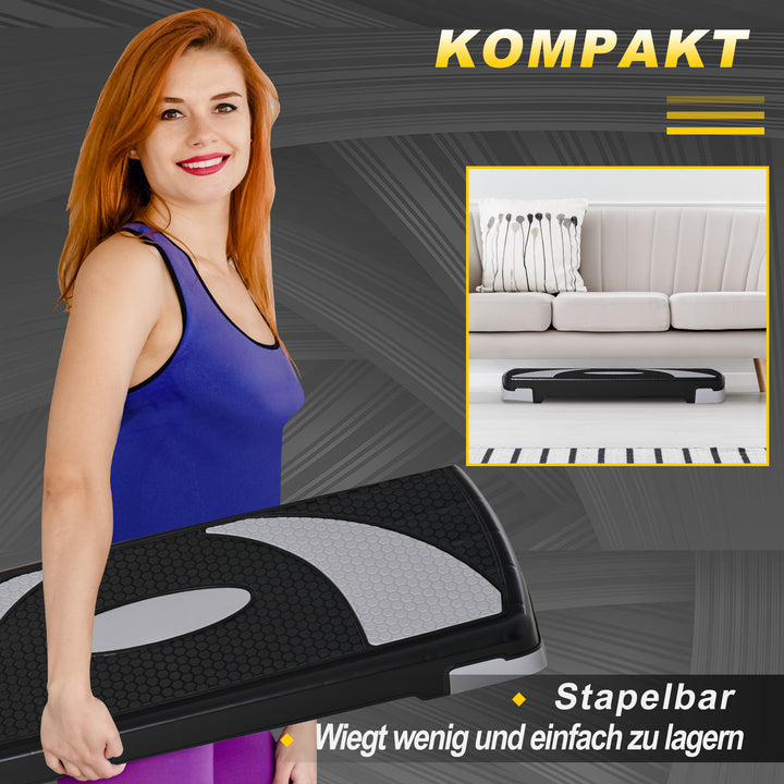 Aerobic stepper 3-trins højdejusterbar 80 x 31 x 20 cm sort+grå
