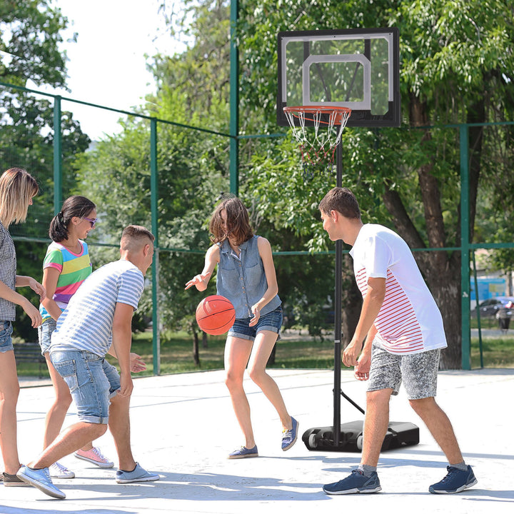 Basketballstativ med hjul 83x55cm bagplade, mobil basketballkurv med stativ, justerbar kurvhøjde 156 til 210 cm, basketballsystem til børn og teenagere, til udendørs brug
