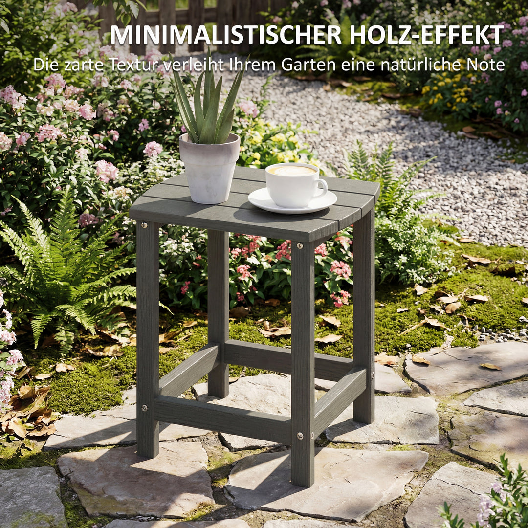 Havebord, vejrbestandigt balkonbord lavet af HDPE, udendørs spisebord/campingbord til have, terrasse, balkon, 48x37x46 cm, grå