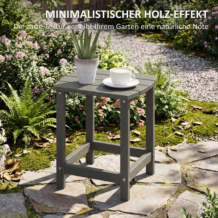 Havebord, vejrbestandigt balkonbord lavet af HDPE, udendørs spisebord/campingbord til have, terrasse, balkon, 48x37x46 cm, grå
