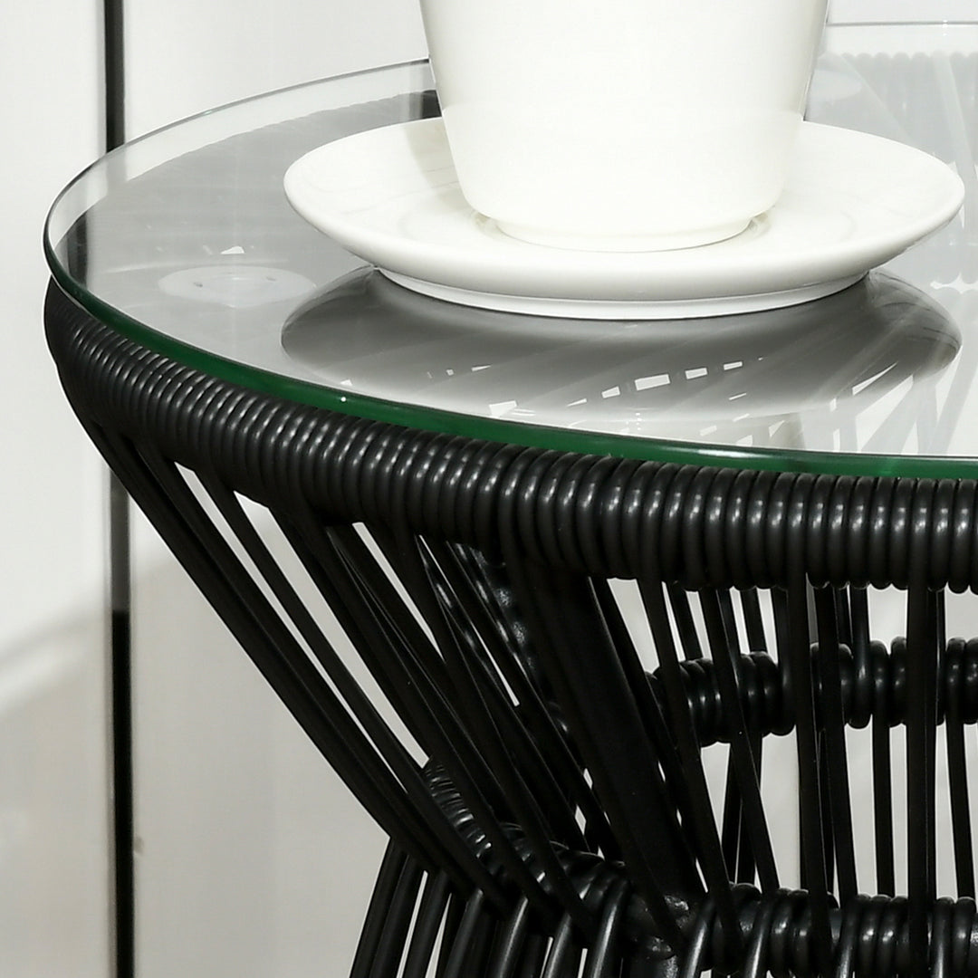 Havebord i bohemestil, vejrbestandigt, PE-rattan, 40 cm x 40 cm x 42 cm, sort