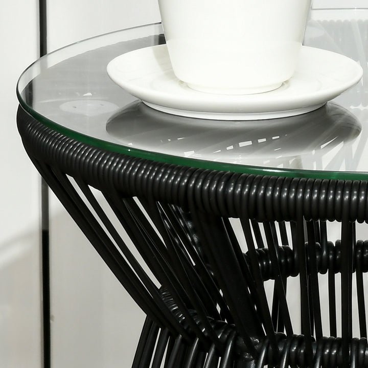 Havebord i bohemestil, vejrbestandigt, PE-rattan, 40 cm x 40 cm x 42 cm, sort