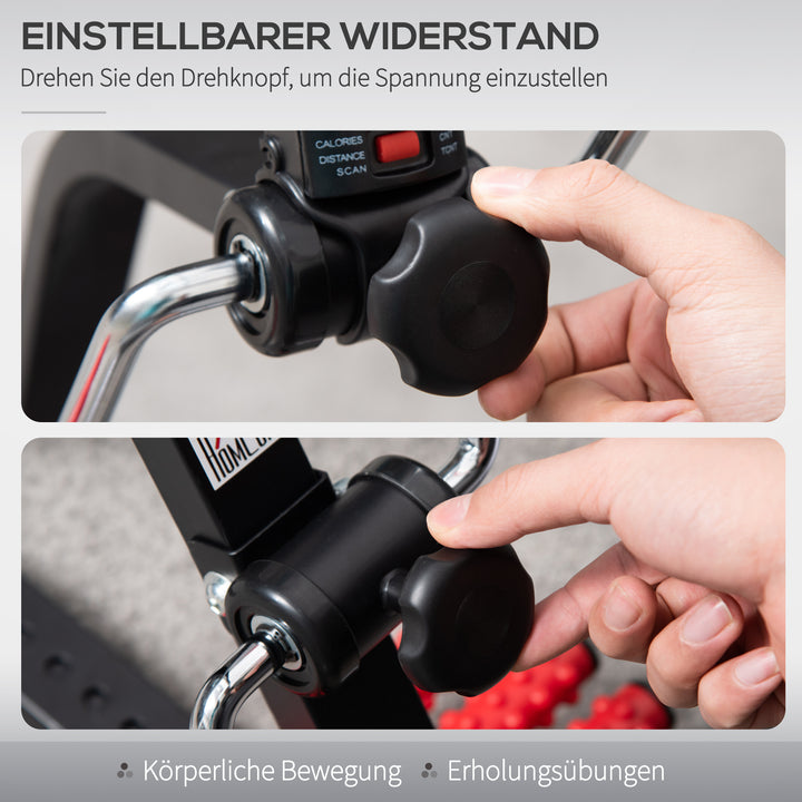 Pedaltræner til seniorer, højde- og længdejusterbar, mini-motionscykel med håndtag, LCD-display og fastgørelsesrem