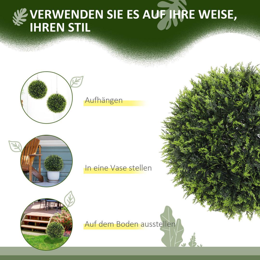 Kunstige planter sæt med 2, uv-resistente dekorative planter, indendørs/udendørs, 45 cm, grøn